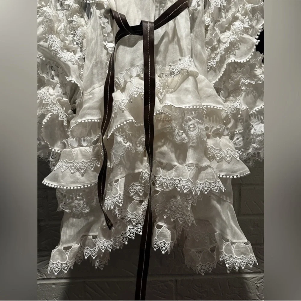 New Authentic Zimmermann Crush Heart Trim Long Sleeve Minidress Size Medium - Picture 9 of 13